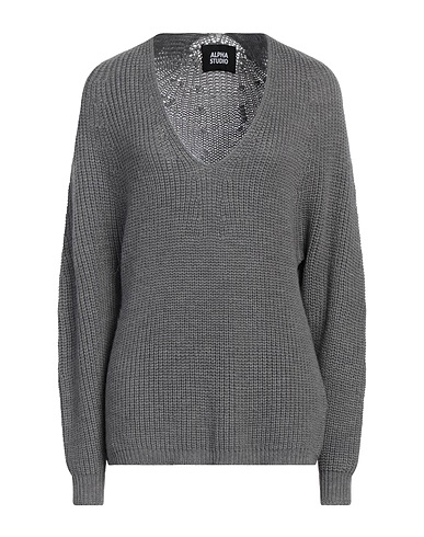 ALPHA STUDIO Pullover Grau 100% Merinowolle
