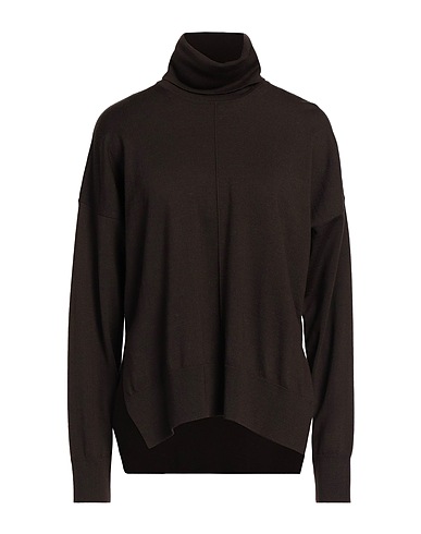 ALPHA STUDIO Polo neck Dark brown 100% Merino Wool