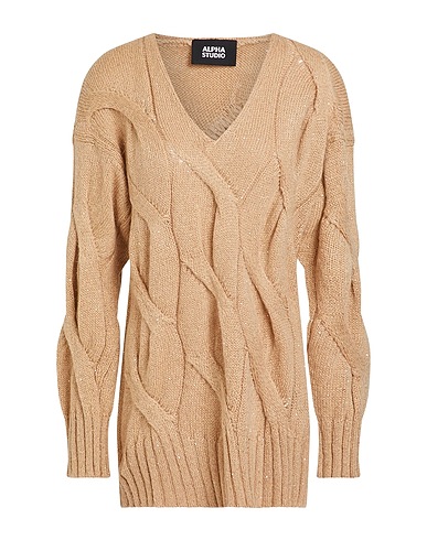 ALPHA STUDIO Jumper Beige 49% Polyamide, 29% Polyacrylic, 22% Merino Wool