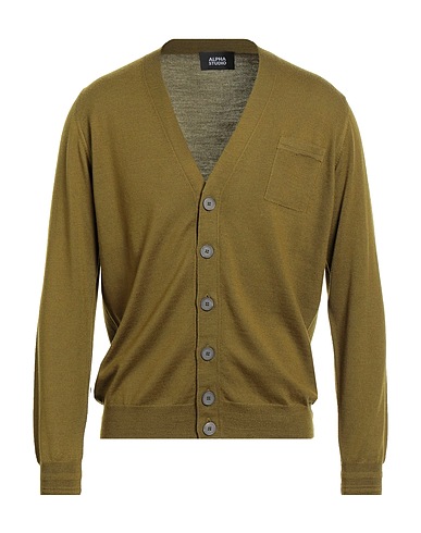 ALPHA STUDIO Cardigan Military green 100% Merino Wool