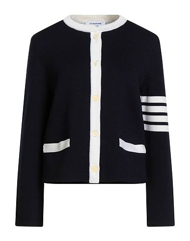 THOM BROWNE Cardigan Navy blue 99% Wool, 1% Polyamide