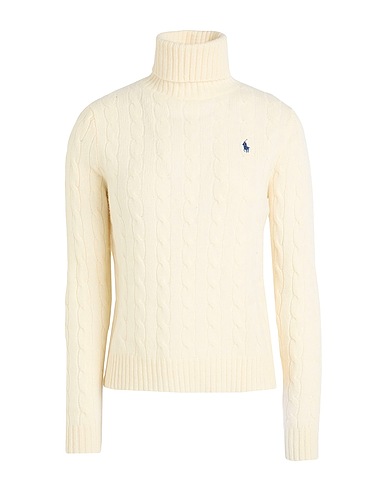 POLO RALPH LAUREN Turtleneck Wool-Cashmere Cable Turtleneck Sweater
 Ivory 90% Wool, 10% Cashmere