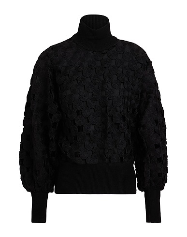 TORY BURCH Polo neck Black 95% Wool, 5% Other Fibres