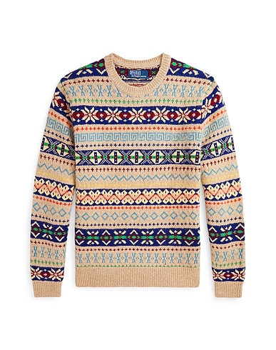 POLO RALPH LAUREN Jumper Beige 67% Wool, 17% Cotton, 10% Alpaca wool, 6% Linen