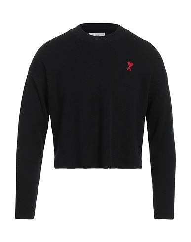 AMI ALEXANDRE MATTIUSSI Pullover Nero 79% Cotone, 14% Lana Merino, 6% Poliammide, 1% Elastan