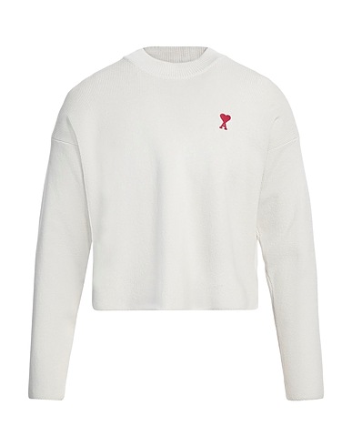 AMI ALEXANDRE MATTIUSSI Jumper Off white 79% Cotton, 14% Merino Wool, 6% Polyamide, 1% Elastane