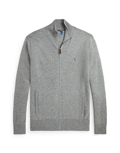 POLO RALPH LAUREN Cardigan Wool Full-Zip Sweater
 Grey 100% Wool