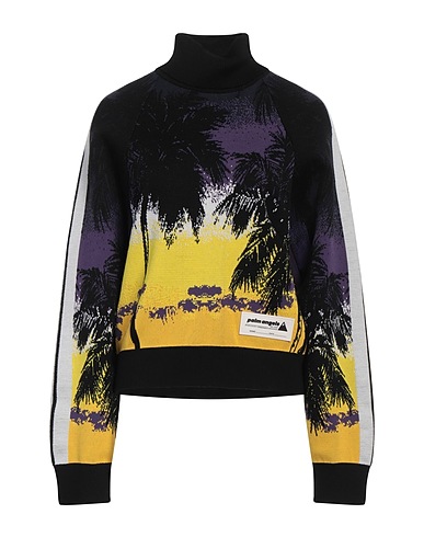 PALM ANGELS Polo neck Black 66% Virgin Wool, 33% Polyamide, 1% Elastane, PVC - Polyvinyl chloride