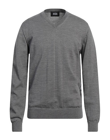 ALPHA STUDIO Jumper Grey 100% Merino Wool