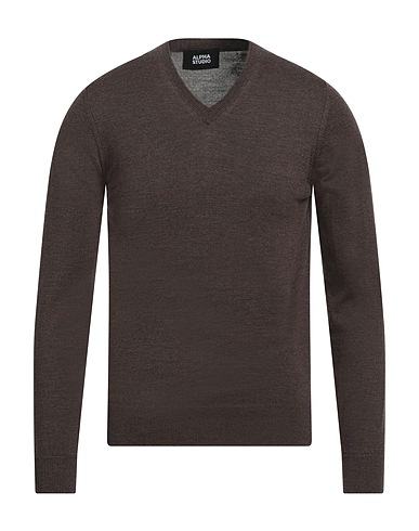 ALPHA STUDIO Jumper Dark brown 100% Merino Wool
