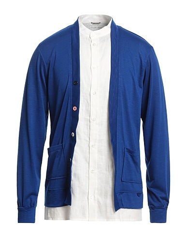 GREY DANIELE ALESSANDRINI Cardigan Blu china 80% Poliestere, 15% Viscosa, 5% Elastan, Lino