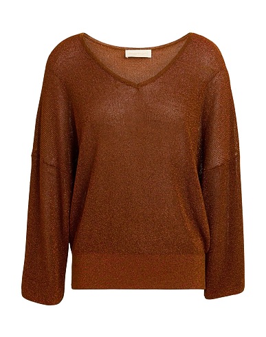 MOMONÍ Pullover Marrone 70% Viscosa, 15% Poliammide, 15% Poliestere metallizzato