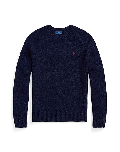 POLO RALPH LAUREN Jumper Speckled Wool-Blend Crewneck Sweater
 Navy blue 40% Wool, 30% Recycled wool, 20% Recycled nylon, 10% Silk