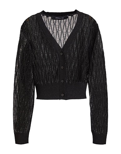 FEDERICA TOSI Cardigan Noir 70% Viscose, 15% Polyester, 15% Polyester métallisé