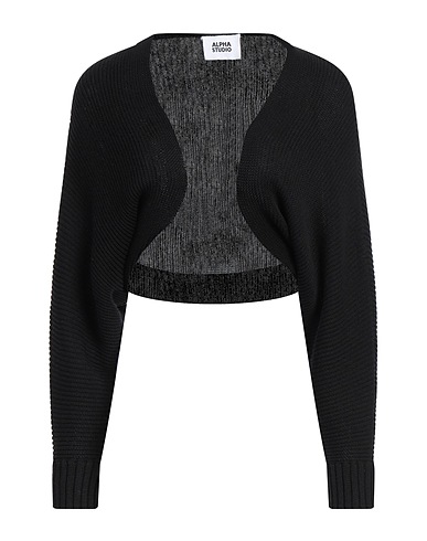 ALPHA STUDIO Cardigan Black 55% Linen, 45% Cotton