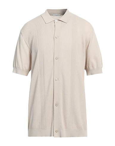 PAOLO PECORA Cardigan Beige 100% Cotton, Mother-of-pearl