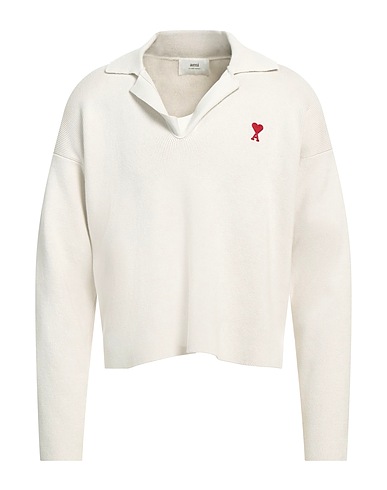 AMI ALEXANDRE MATTIUSSI Sweater Off white 79% Organic cotton, 14% Merino Wool, 6% Polyamide, 1% Elastane
