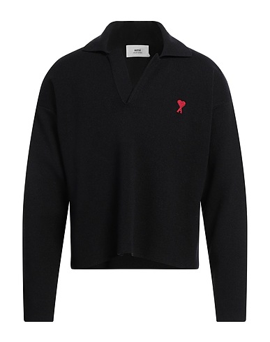 AMI ALEXANDRE MATTIUSSI Jumper Black 79% Organic cotton, 14% Merino Wool, 6% Polyamide, 1% Elastane