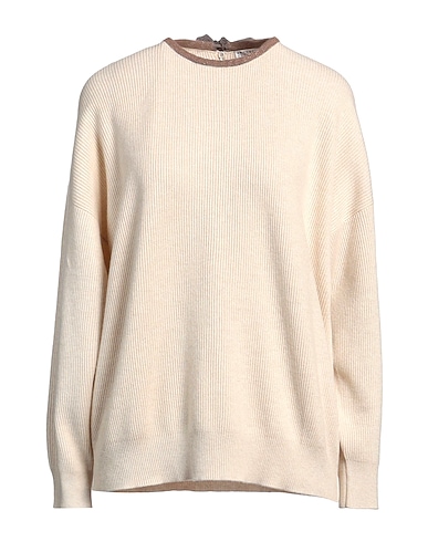 BRUNELLO CUCINELLI Sweater BEIGE 100% Cashmere, Wool, Brass, Mohair wool, Polyamide