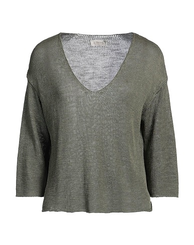 LE STREGHE Pullover Verde militare 55% Lino, 45% Viscosa