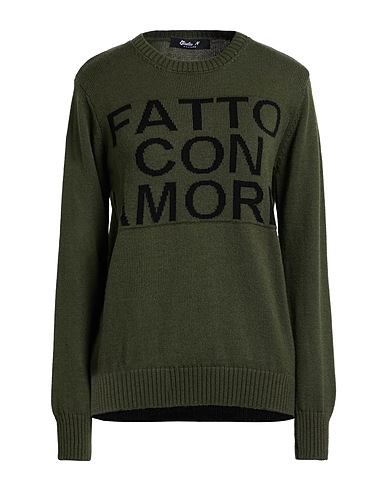 GIULIA N COUTURE Свитер Зелёный милитари 50% Шерсть, 50% Акрил