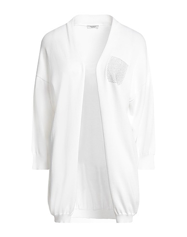 PESERICO Strickjacke Weiß 100% Metallfaser, Baumwolle