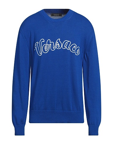 VERSACE Jumper Blue 100% Cotton, Viscose, Polyester