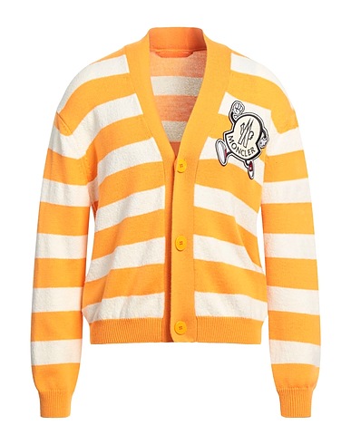 MONCLER Cardigan Orange 100% Virgin Wool, Cotton, Polyamide, Elastane