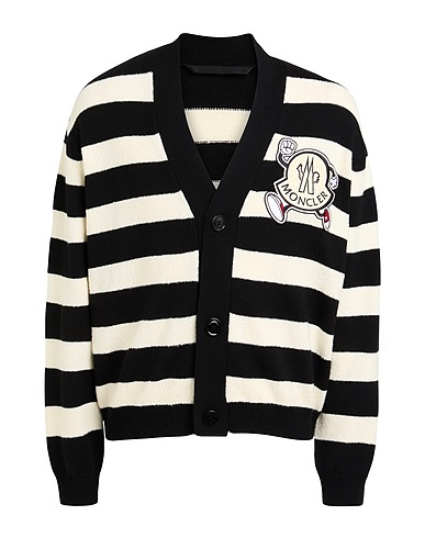 MONCLER Cardigan Black 100% Virgin Wool, Cotton, Polyamide, Elastane