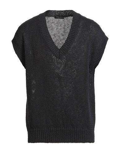 ROBERTO COLLINA Sweater Black 77% Cotton, 23% Linen