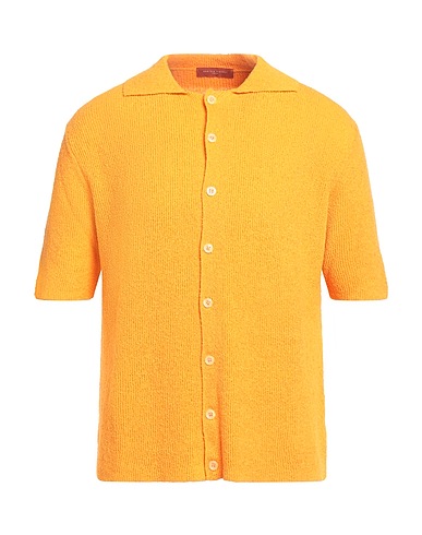 DANIELE FIESOLI Solid colour shirt Orange 74% Organic cotton, 26% Polyamide