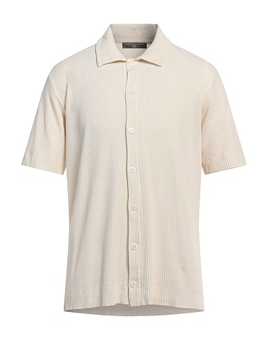 DANIELE FIESOLI Solid color shirt Cream 100% Cotton