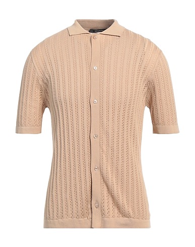 TAGLIATORE Solid color shirt Beige 100% Cotton