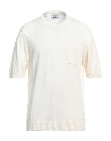 ALPHA STUDIO Sweater White 75% Linen, 25% Cotton
