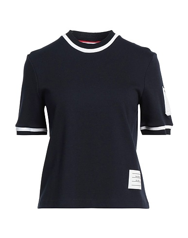 THOM BROWNE T-shirt Midnight blue 100% Cotton, Wool, Polyester
