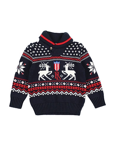 POLO RALPH LAUREN Jumper LS SHAWL PO-SWEATER-PULLOVER Navy blue 77% Cotton, 20% Wool, 3% Other Fibres