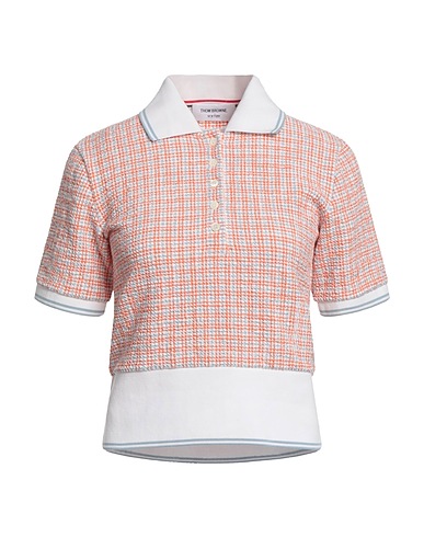 THOM BROWNE Polo shirt Orange 91% Cotton, 8% Polyamide, 1% Elastane, Polyurethane