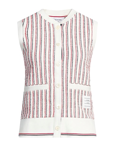 THOM BROWNE Cardigan White 78% Cotton, 21% Polyester, 1% Elastane