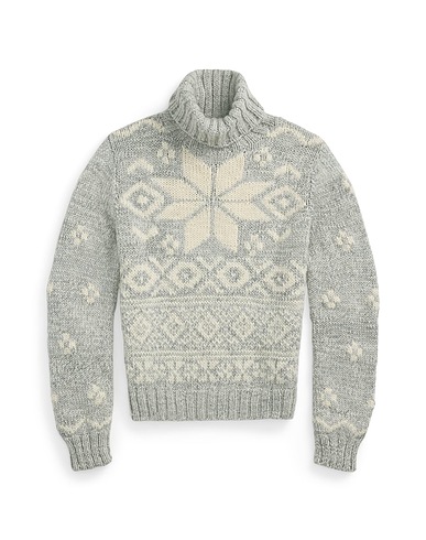 POLO RALPH LAUREN Turtleneck Snowflake-Motif Wool Turtleneck
 Light grey 100% Wool