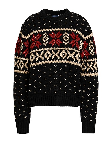 POLO RALPH LAUREN Jumper Snowflake-Motif Wool Crewneck Sweater
 Black 100% Wool