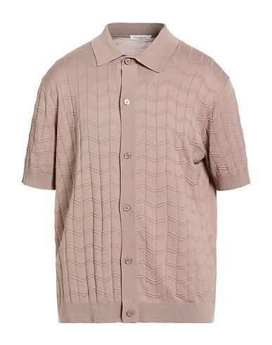 PAOLO PECORA Cardigan Taupe 70% Silk, 30% Cotton, Mother-of-pearl