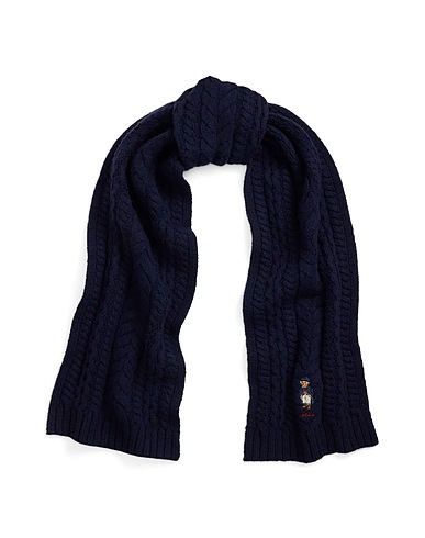 POLO RALPH LAUREN Scarves and foulards POLO BEAR CABLE-KNIT WOOL-BLEND SCARF
 Navy 80% Wool, 20% Nylon