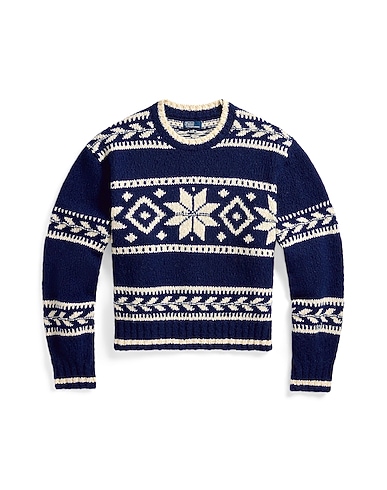 POLO RALPH LAUREN Jumper SNOWFLAKE-MOTIF WOOL-BLEND SWEATER
 Navy blue 46% Cotton, 43% Wool, 11% Alpaca wool