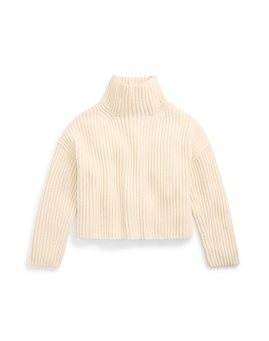 POLO RALPH LAUREN Turtleneck RIB WOOL-CASHMERE FUNNELNECK SWEATER
 Ivory 80% Wool, 20% Cashmere