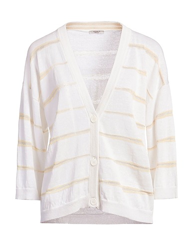 PESERICO Cardigan Blanc cassé 60% Lin, 40% Coton, Viscose, Fibre métallique