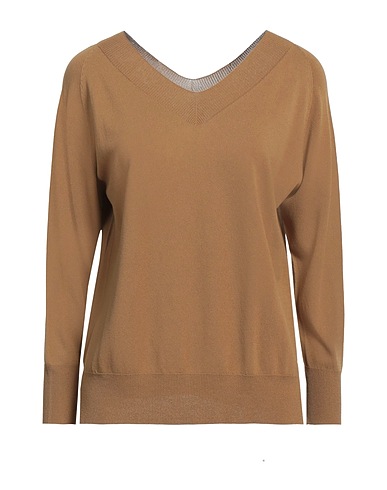 SOLOTRE Pullover Kamel 65% Viskose, 35% Polyamid