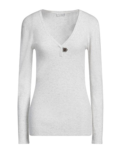 BRUNELLO CUCINELLI Jumper CASHMERE Light grey 46% Cashmere, 41% Viscose, 13% Polyester, Brass, Silk