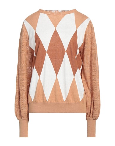 BALLANTYNE Jumper Camel 55% Linen, 45% Cotton