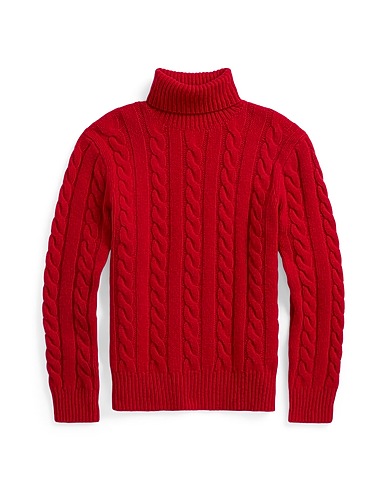 POLO RALPH LAUREN Turtleneck Cable-Knit Wool-Cashmere Sweater
 Red 80% Wool, 20% Cashmere