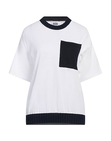 ALPHA STUDIO Sweater White 100% Cotton